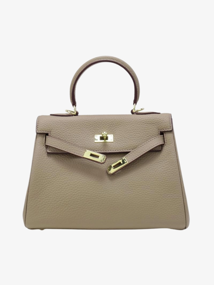 Mireza | Taupe Textured Leather Handbag ?C Elegant & Versatile Essential Gear Sporty Vibe