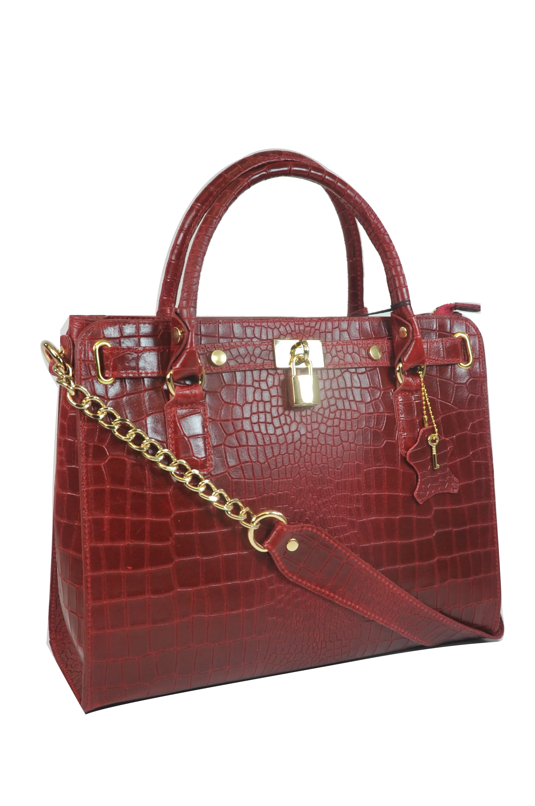 Contemporary Lifestyle Misty Croci Chained  Genuine Leather Bag  [Made in Italy]