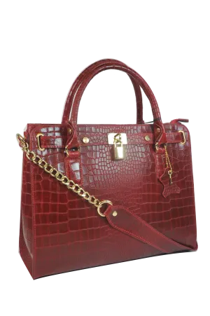 Contemporary Lifestyle Misty Croci Chained  Genuine Leather Bag  [Made in Italy]