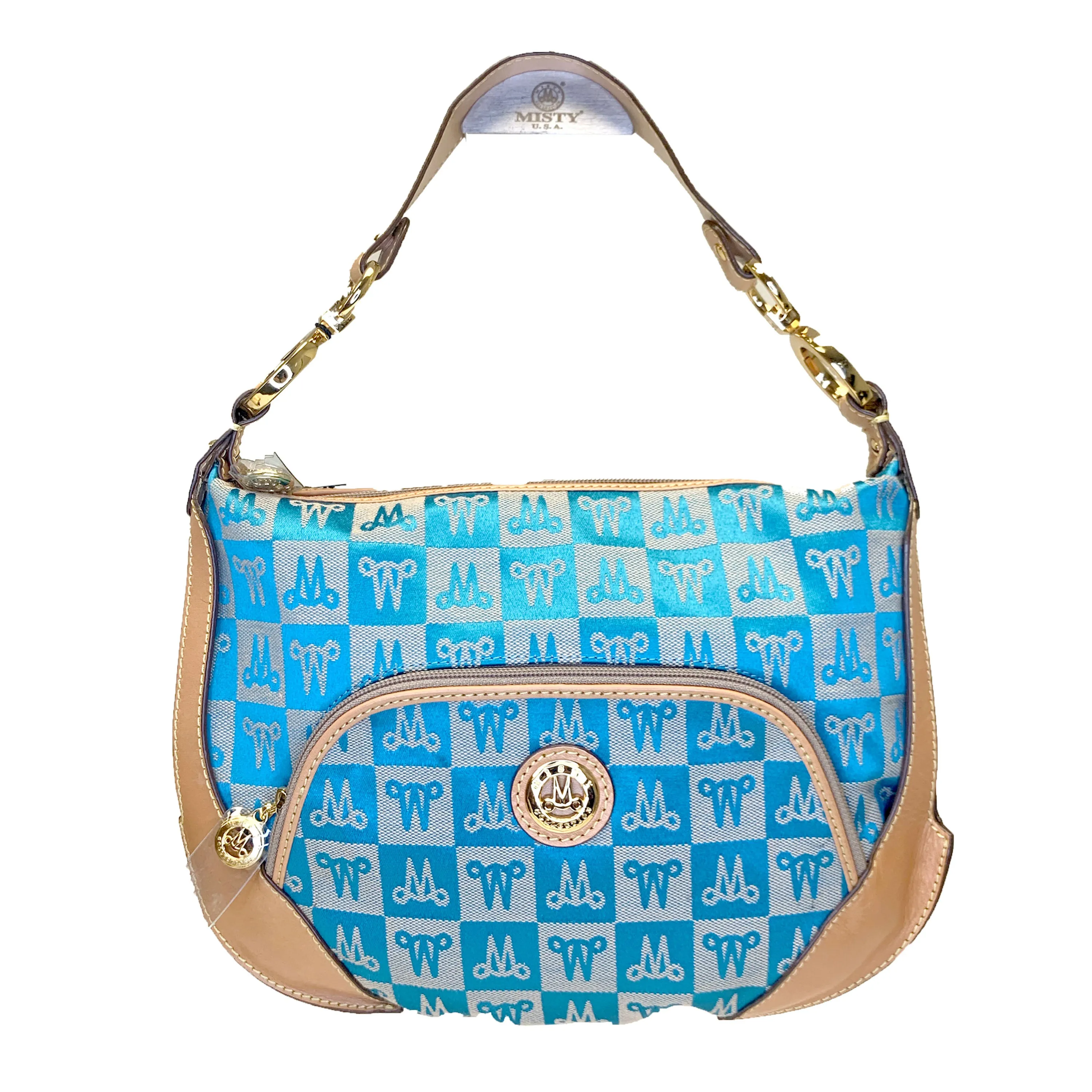 Misty Genuine Cowhide Leather Monogram Hobo Shoulder Bag  [Made in Italy] Contemporary Flair Outdoor Spirit