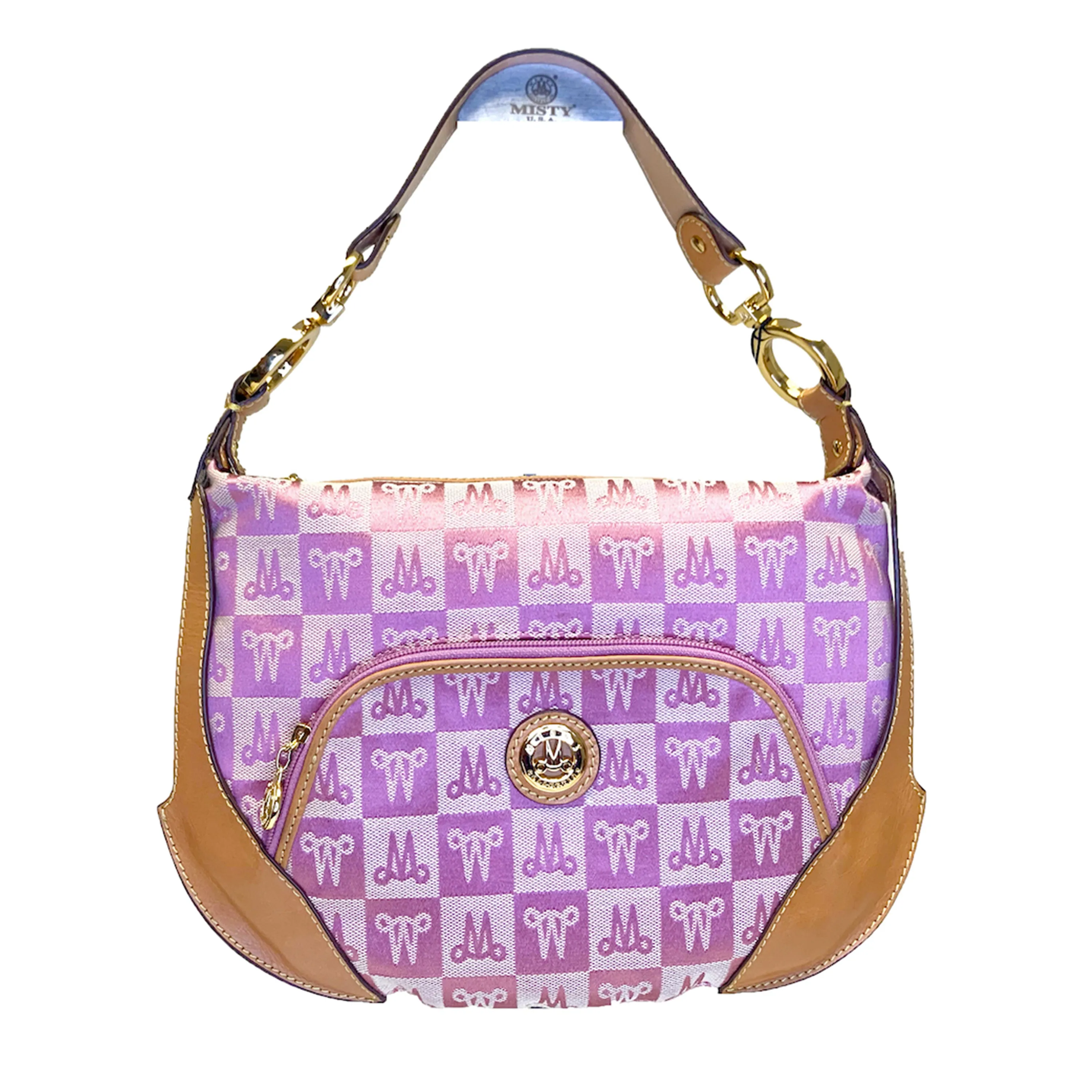 Misty Genuine Cowhide Leather Monogram Hobo Shoulder Bag  [Made in Italy] Daily Mood