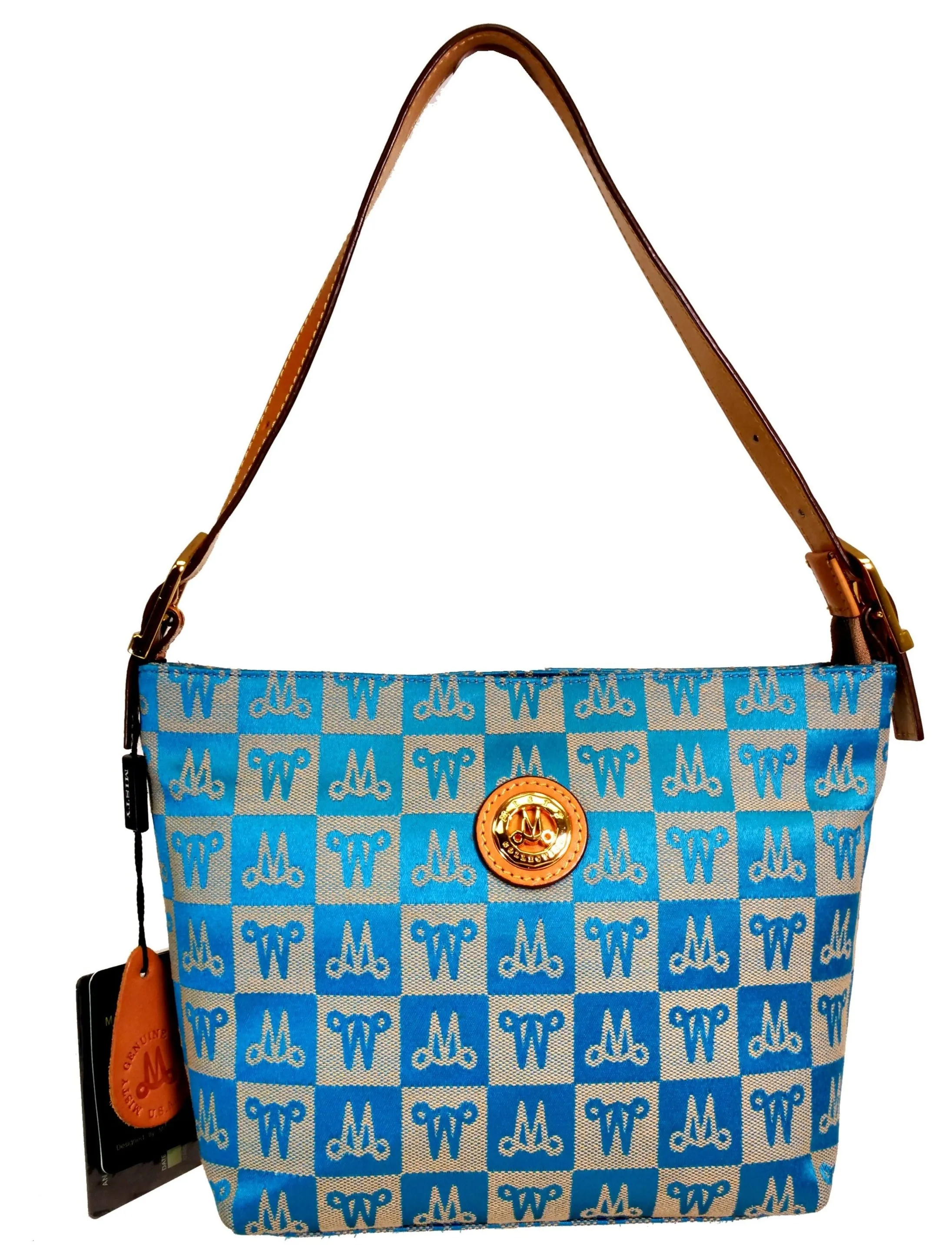 Large-capacity carry Luxury Finish Misty Genuine Cowhide Leather Monogram Shoulder Bag  [Made in Italy]