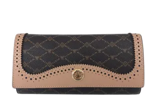 Misty Vintage-Inspired Brown Genuine Leather and Tan Long Wallet  [Made in Italy] Outdoor Picnic