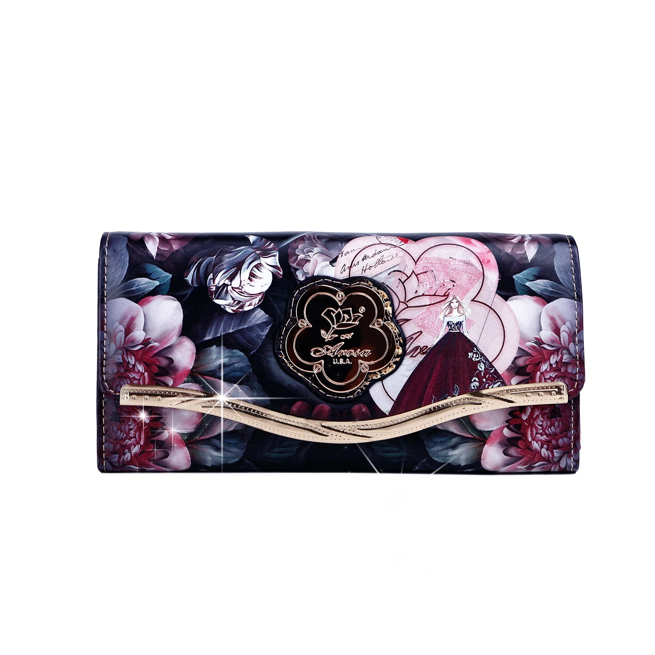 Arosa Elegant Fashion-Print Wallet Gold Accent Fashion Mood
