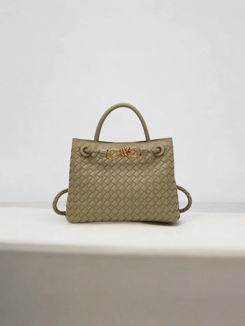 Alyn | Black Woven Mini Leather Tote Bag ?C Effortless Elegance & Timeless Appeal Adjustable buckle