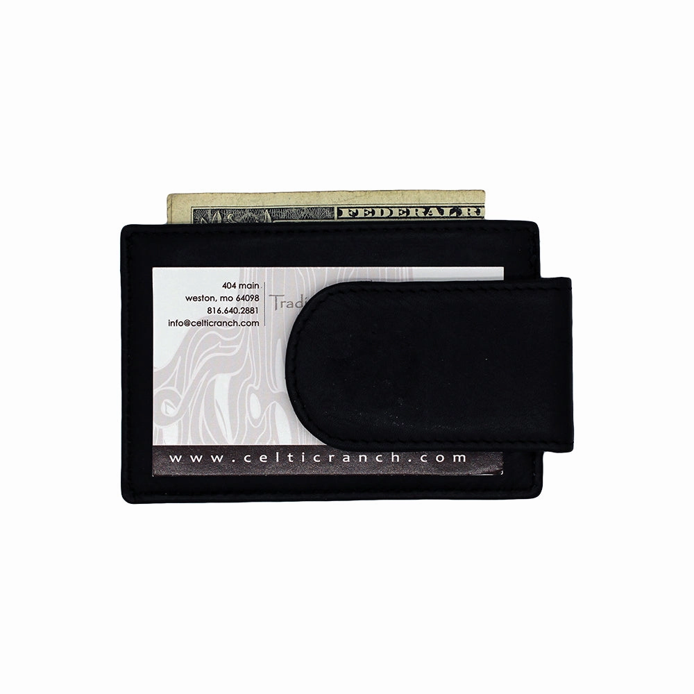Leather Magnetic Money Clip & Card Holder Refined Texture