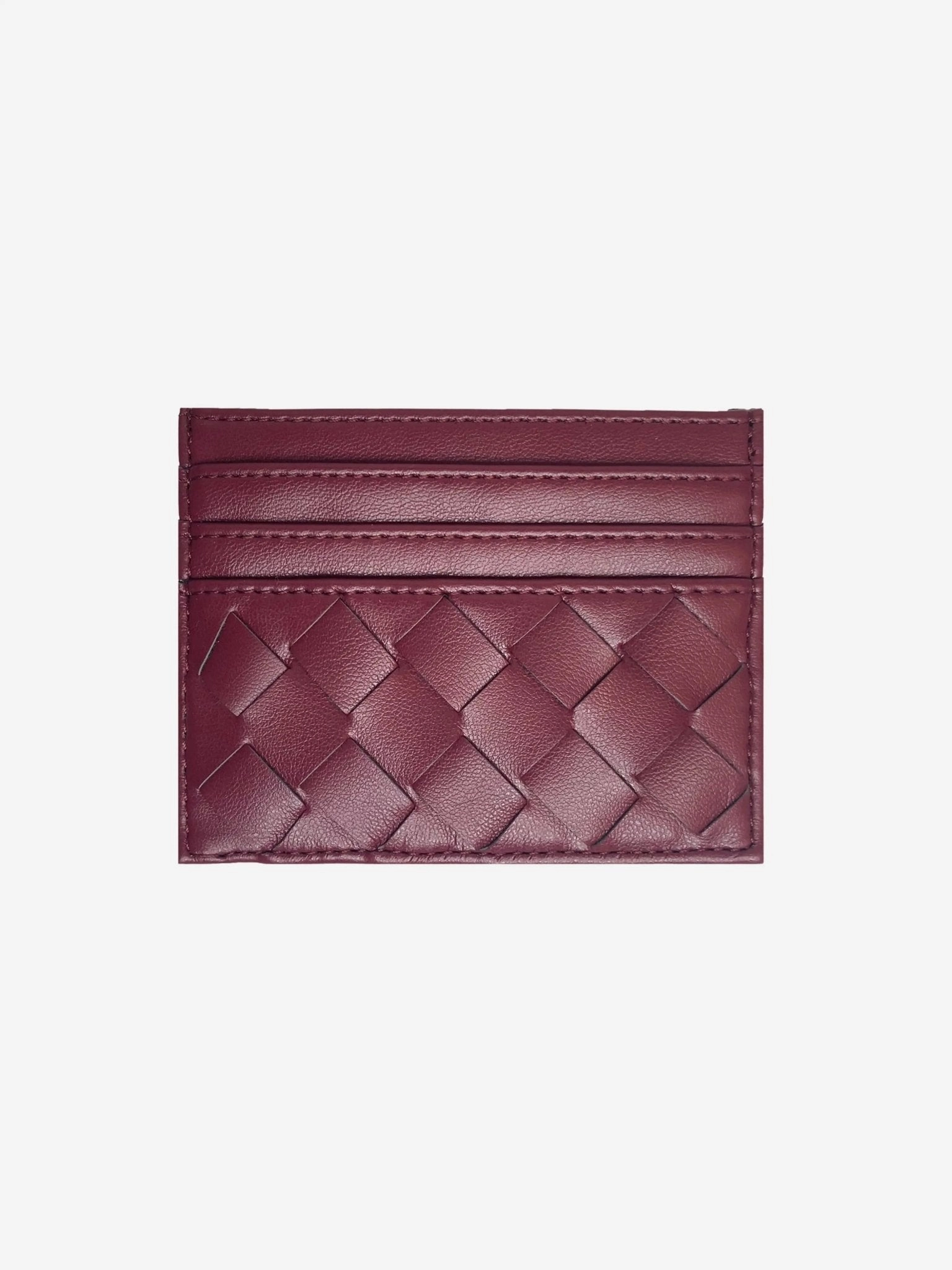 Isabella | Burgundy Woven Leather Cardholder ?C Sleek & Stylish Leather texture