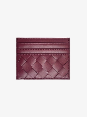 Isabella | Burgundy Woven Leather Cardholder ?C Sleek & Stylish Leather texture