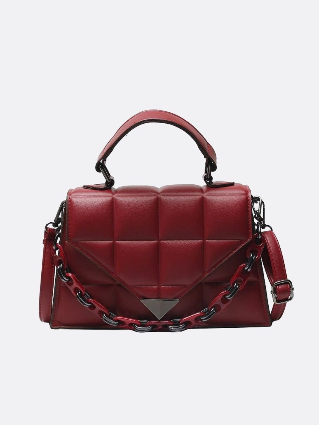 Aurora Quilted Statement Bag ?C Structured Handbag with Chain Detail & Top Handle Simple Functionality Weekend Getaway
