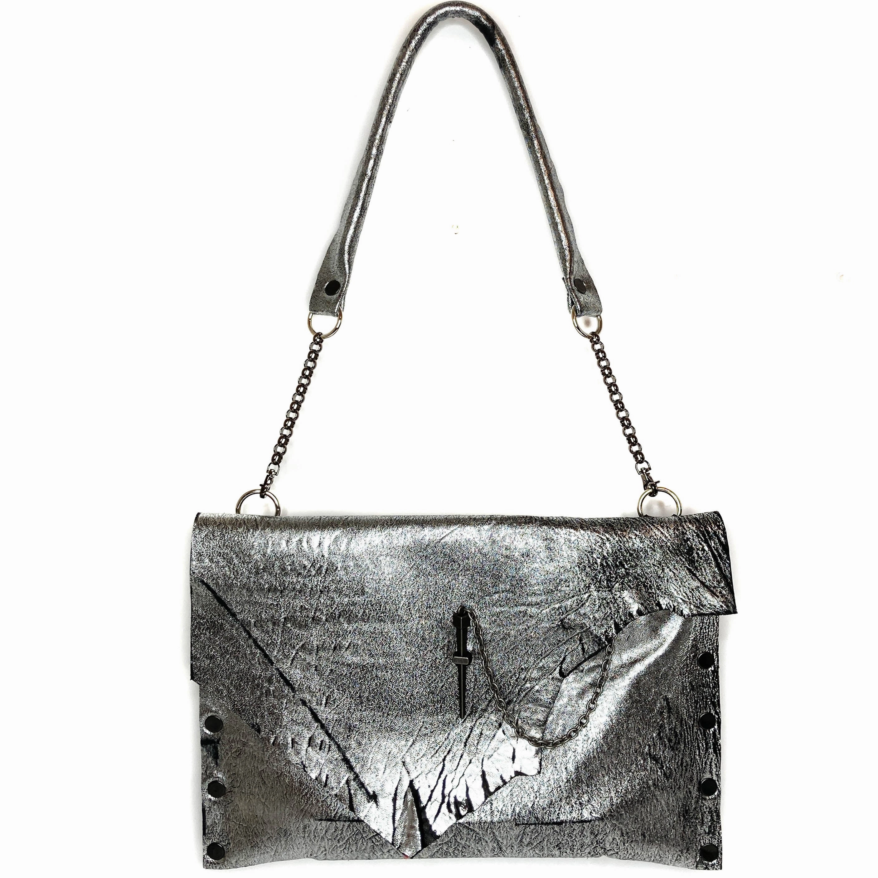 Distressed Chrome Leather "Cindy" Crossbody bag Fashion Statement