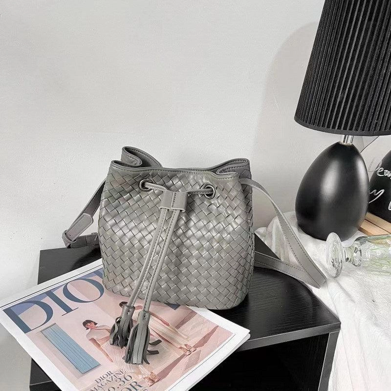 Lightweight Organizer Timeless Design Drawstring Lambskin Leather Bucket bag |  Handwoven Medium Shoulder Purse Women's Cinch Designer Bag, Crossbody Crossover, Must-have Bag