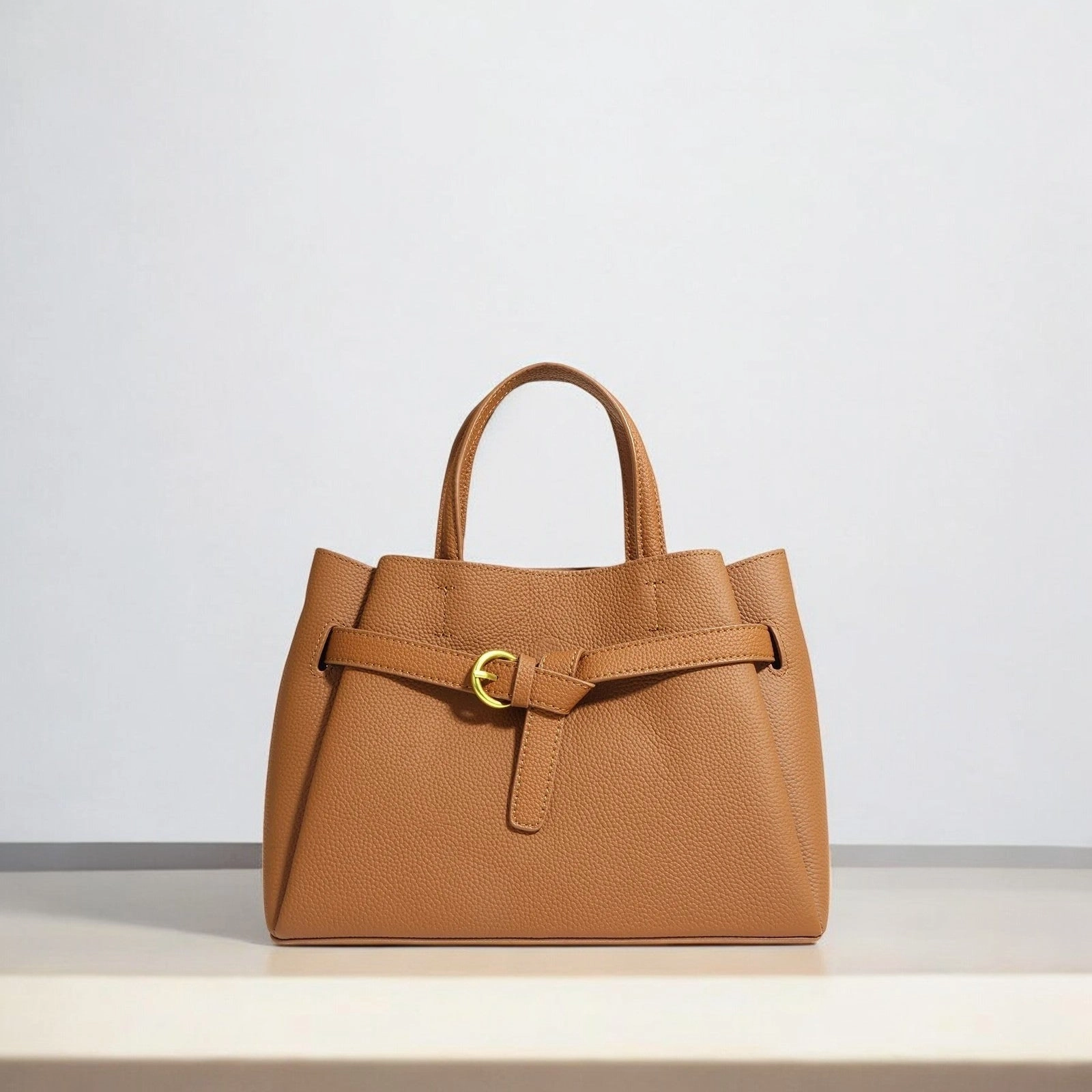 Color Accent Elena | Elegant Structured Satchel Bag with Buckle Detail