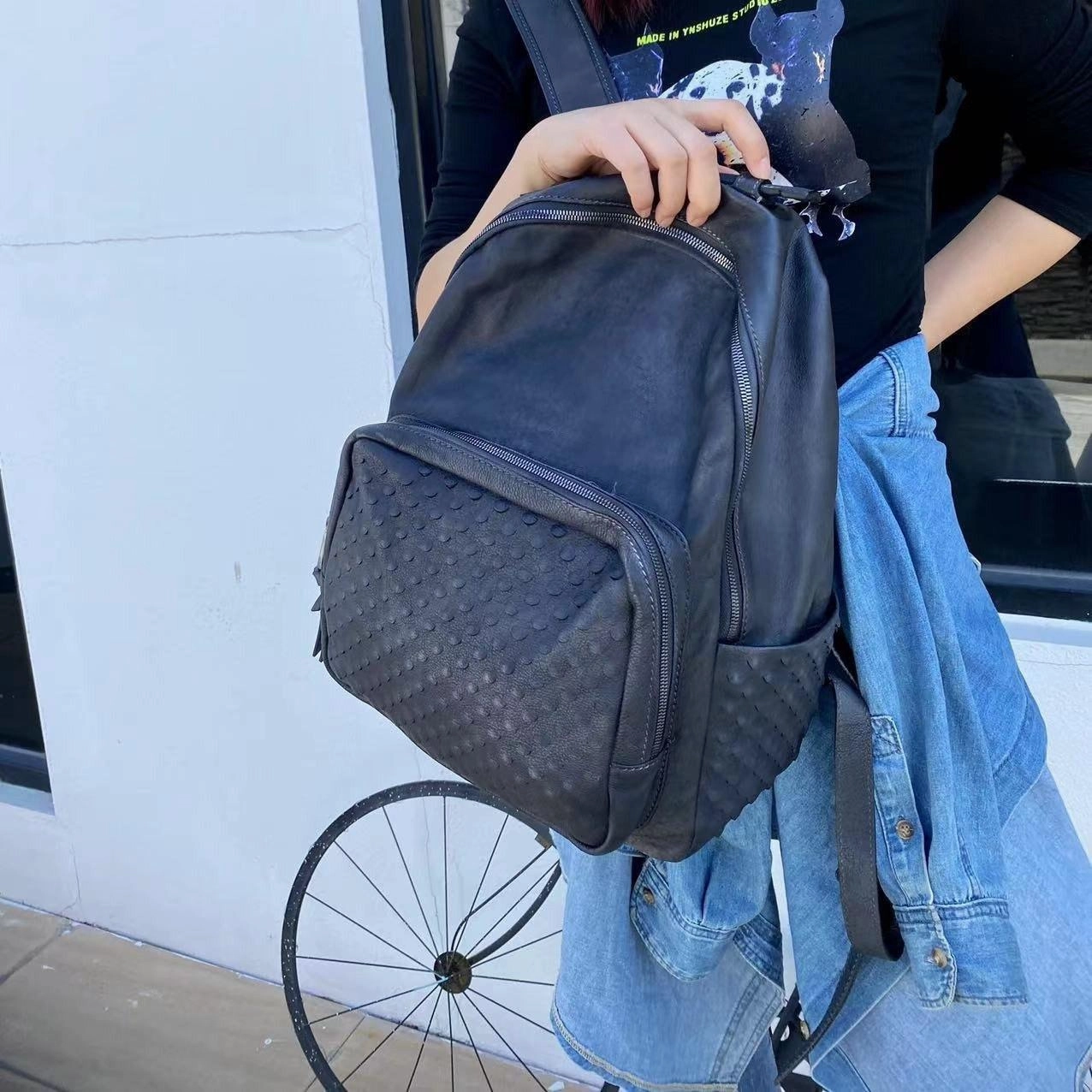 Comfort Companion Handcrafted Full-grain Leather Backpack, Heavy-duty Stud Hiking, Women & Men Purse, Unisex, Vintage Laptop Backpack, 15-inches Laptop Bag