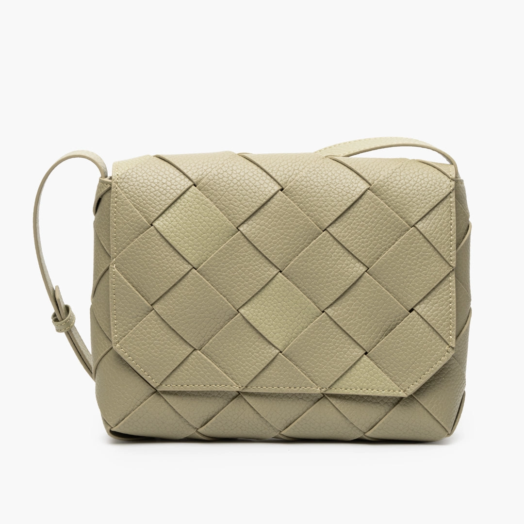 Comfort Carry Monte Carlo Woven Leather-Look Crossbody Bag ?C Modern Structured Flap Bag for Women