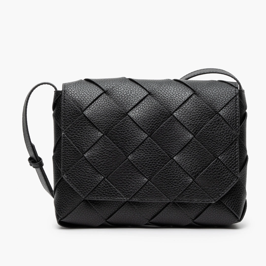 Casual Edge Comfortable fit ensures you can wear it all day without discomfort Monte Carlo Woven Leather-Look Crossbody Bag ?C Modern Structured Flap Bag for Women