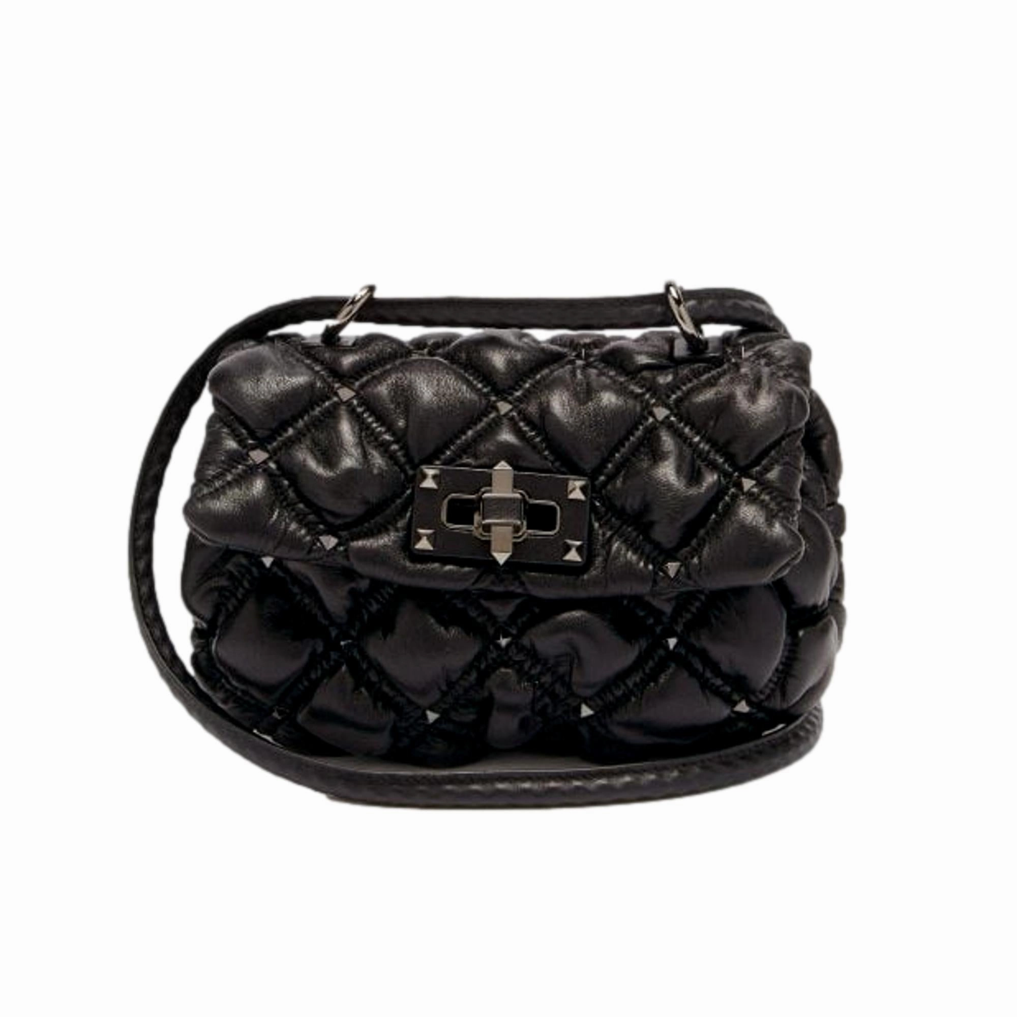 Valentino Garavani Spikeme Black Studded Leather Small Crossbody Bag Versatile Carry Trend Setting