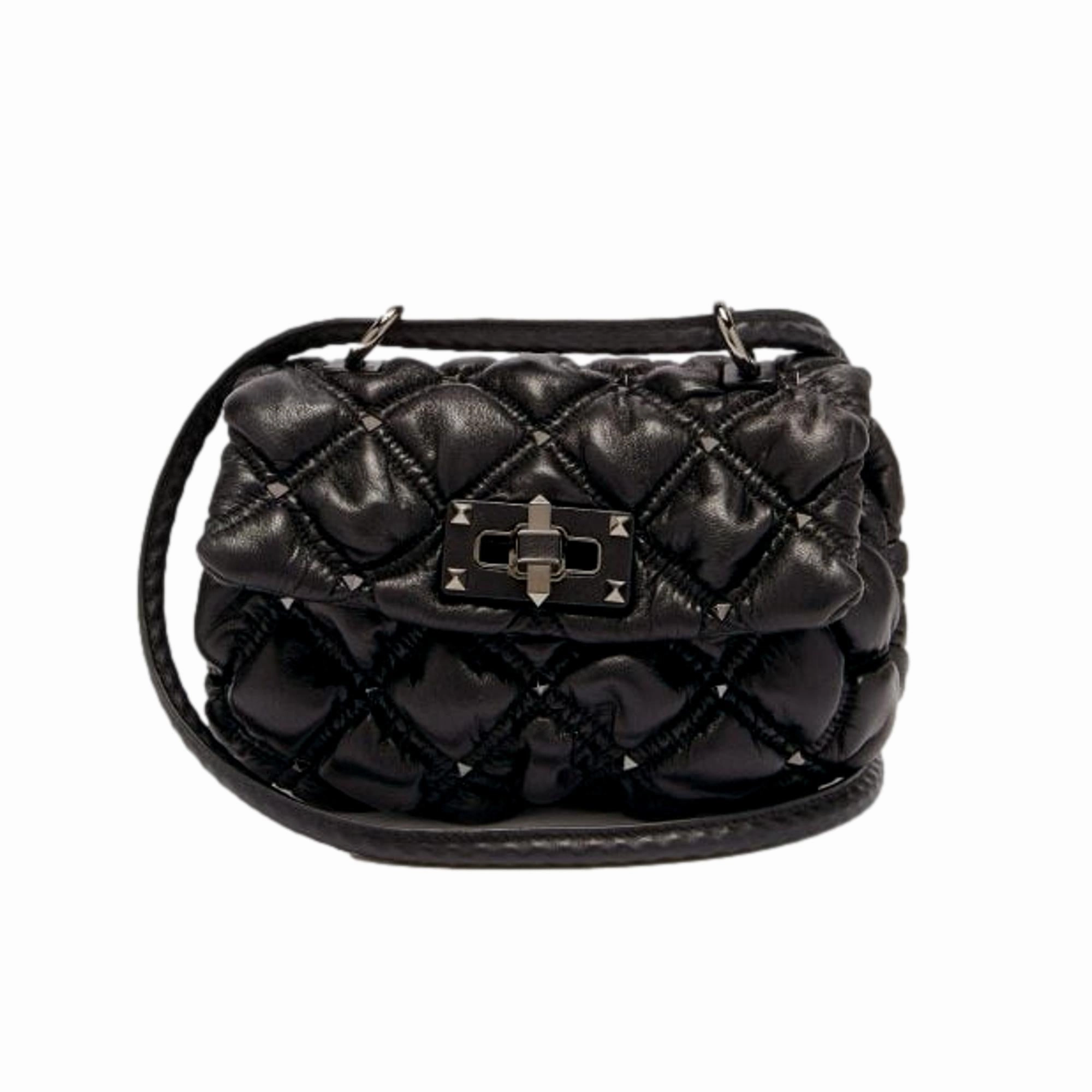 Functional Icon Valentino Garavani Spikeme Black Studded Leather Small Crossbody Bag