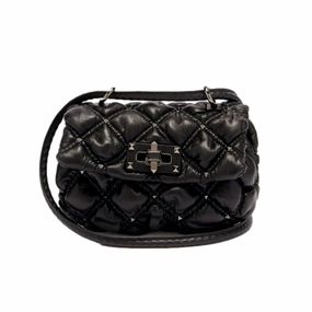 Valentino Garavani Spikeme Black Studded Leather Small Crossbody Bag Versatile Carry Trend Setting