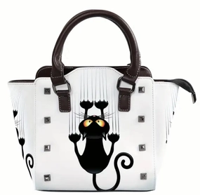 Lightweight Comfort Outdoor Activity Black Cat Scratching Down Purse/Crossover Bag