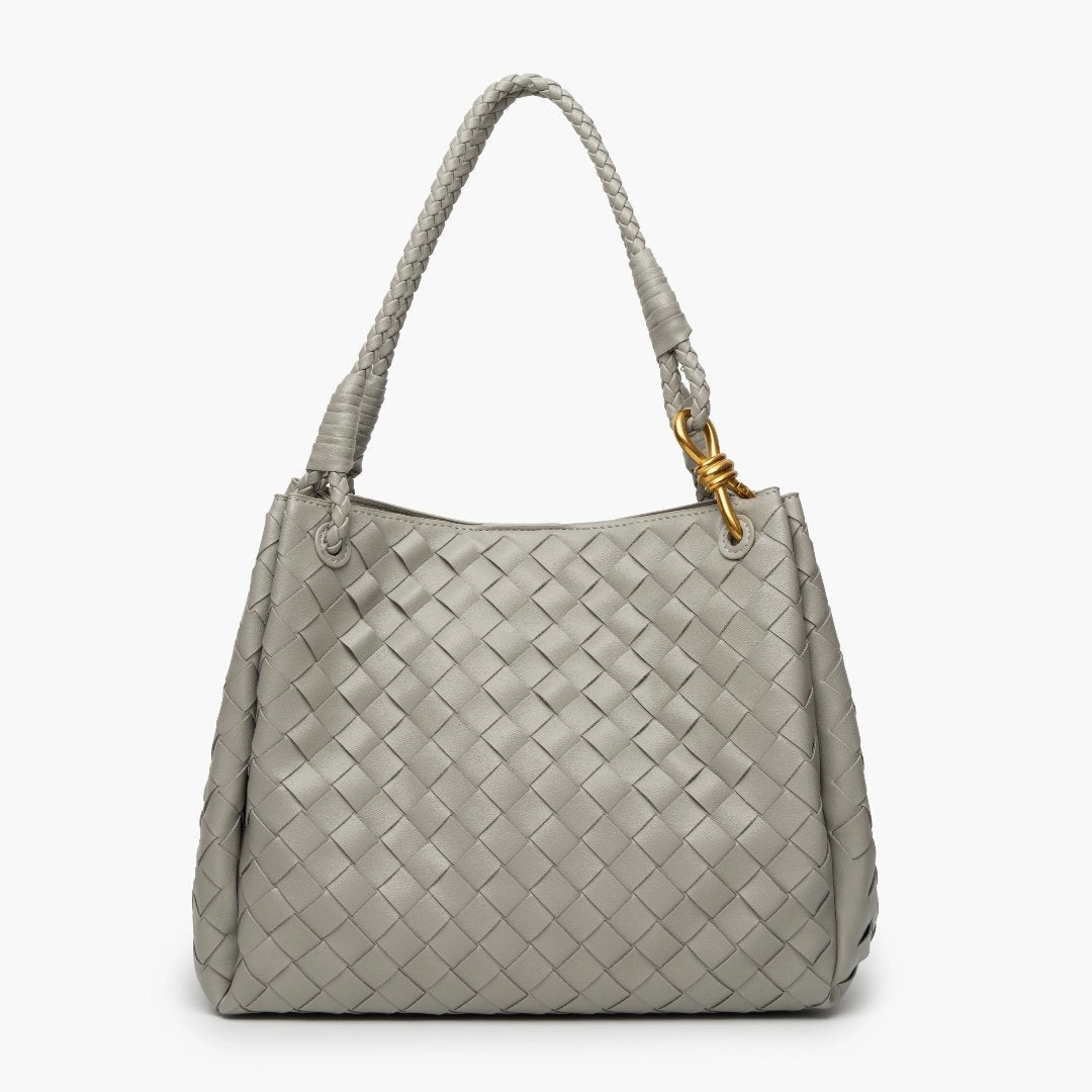 Utility Bag Durable Material Monaco Woven Tote Bag with Braided Handle and Gold Accent ?C Luxury Designer Handbag