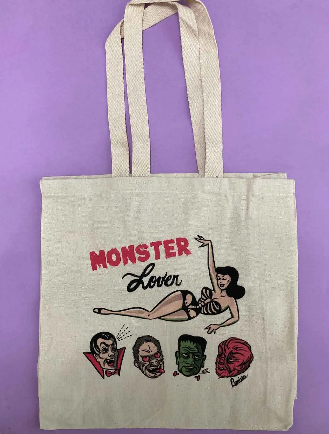 Utility Companion Refined Weekend Monster Lover Canvas Tote Bag