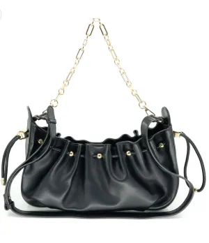 Charley Black Chain Tote BC Bag Structured Base Polished Touch