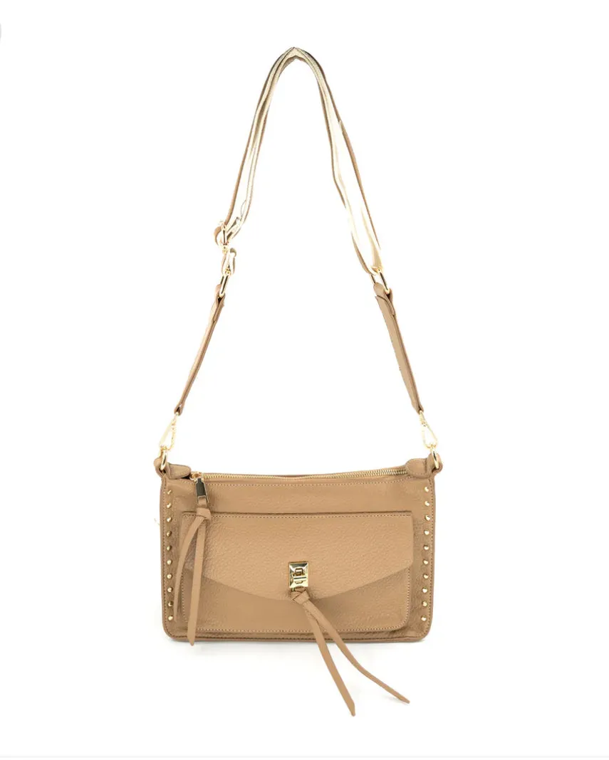 Lila Camel Studded BC Bag Crossbody Clutch Sleek Spirit