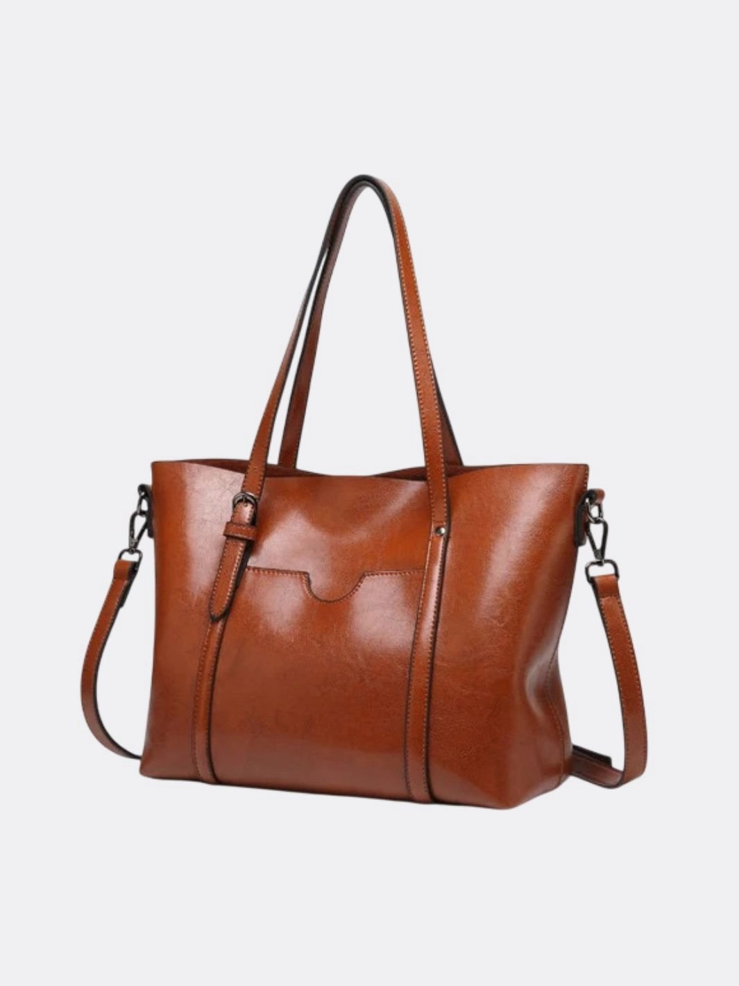 Elegant Moment Comfort Routine Brown Leather Tote Bag ?C Classic Elegance Meets Everyday Practicality