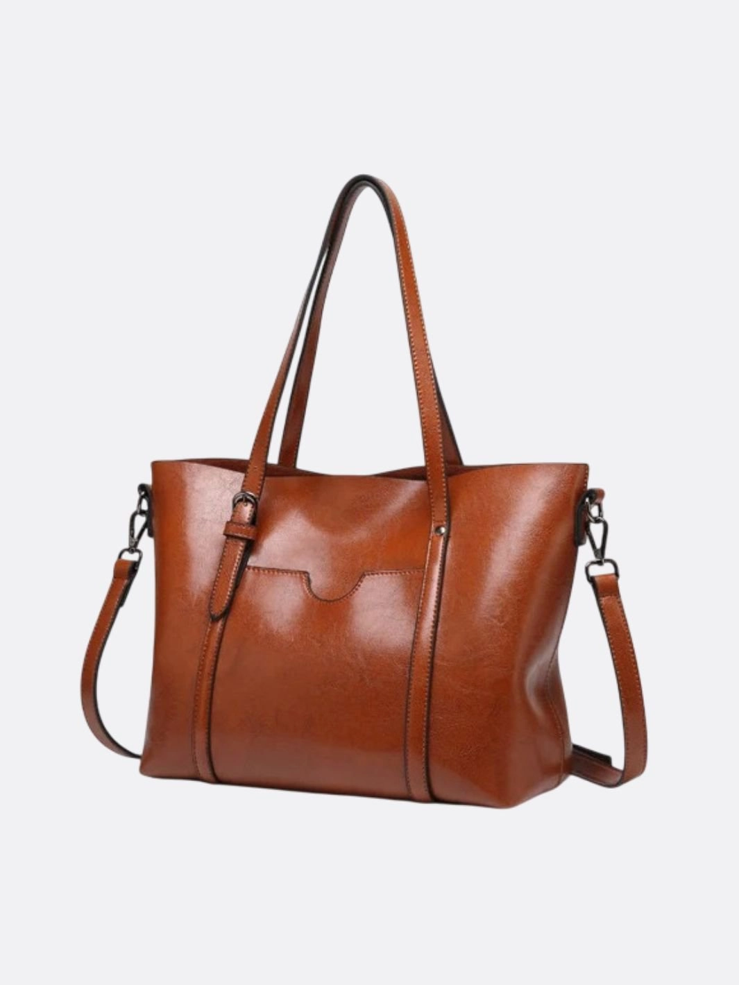 Elegant Line Brown Leather Tote Bag ?C Classic Elegance Meets Everyday Practicality