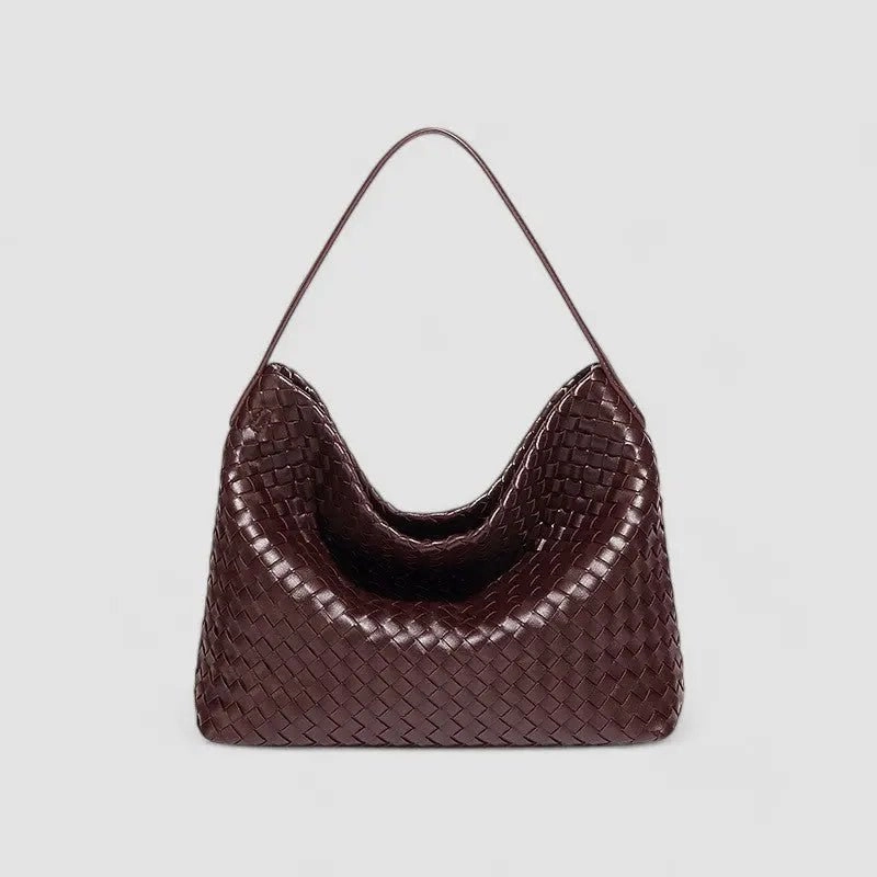 Crossbody Style Sorvessa | Black Woven Leather Shoulder Bag ?C Elegant & Versatile
