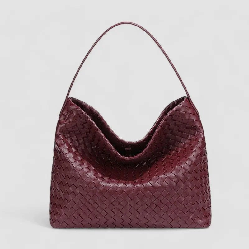 Comfort Carry Sorvessa | Black Woven Leather Shoulder Bag ?C Elegant & Versatile