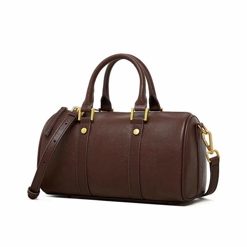 Daily Utility Fashion Practicality Camille | Brown Leather Duffle Satchel ?C Classic & Chic