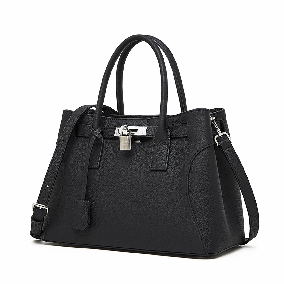Noctelle | Black Structured Leather Handbag ?C Sophisticated & Timeless Autumn Vibe