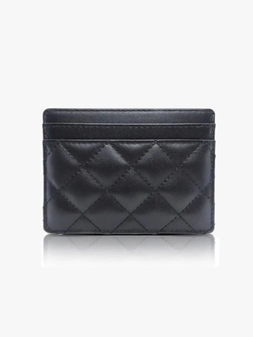 Nora | Elegant Black Quilted Leather Cardholder ?C Compact Luxury & Everyday Convenience Classic Form Smart Organizer