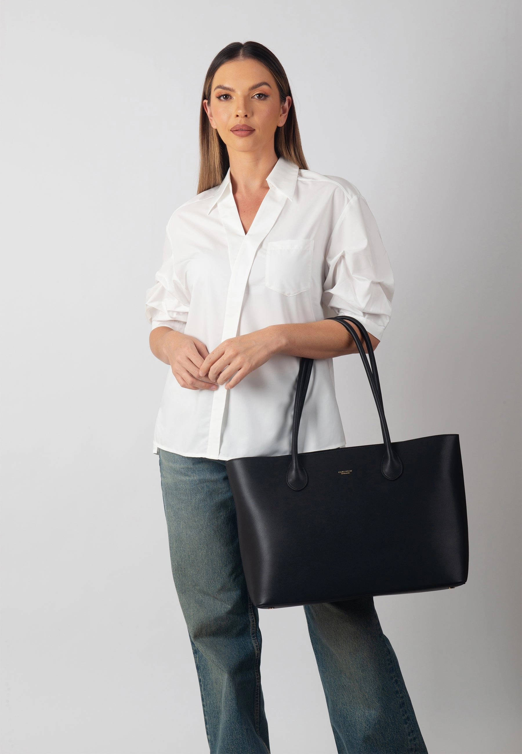 Olivia Genuine Leather Handbag (Black) Daily Journey Elegant Finish