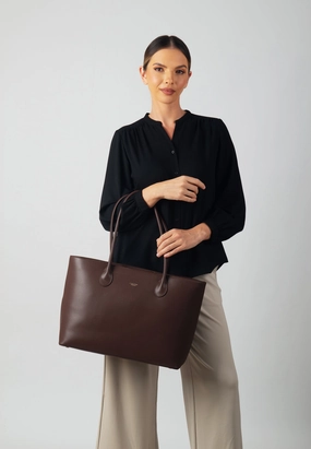 Olivia Genuine Leather Handbag (Brown) Classic Companion Minimal Journey