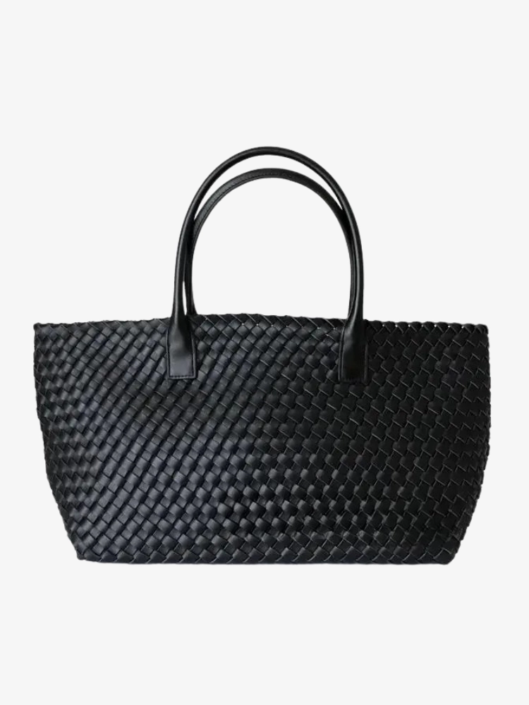 Olyndra | Tan Woven Leather Tote Bag ?C Effortless & Stylish Stylish Carry Durable Fabric