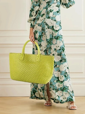 Large Handwoven Vegan Leather Tote/Weekend Bag in Onyx I Trendy Boutique Style ! Handmade Gift for Her Street Functionality Urban Organizer