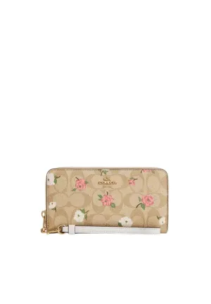 Practical cash organizer Coach Long Zip Around Wallet In Signature Canvas With Floral Print In Light Khaki CR966