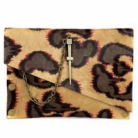 Oversized Leopard Print (calf-hair) Dagger Clutch Minimal Aesthetic