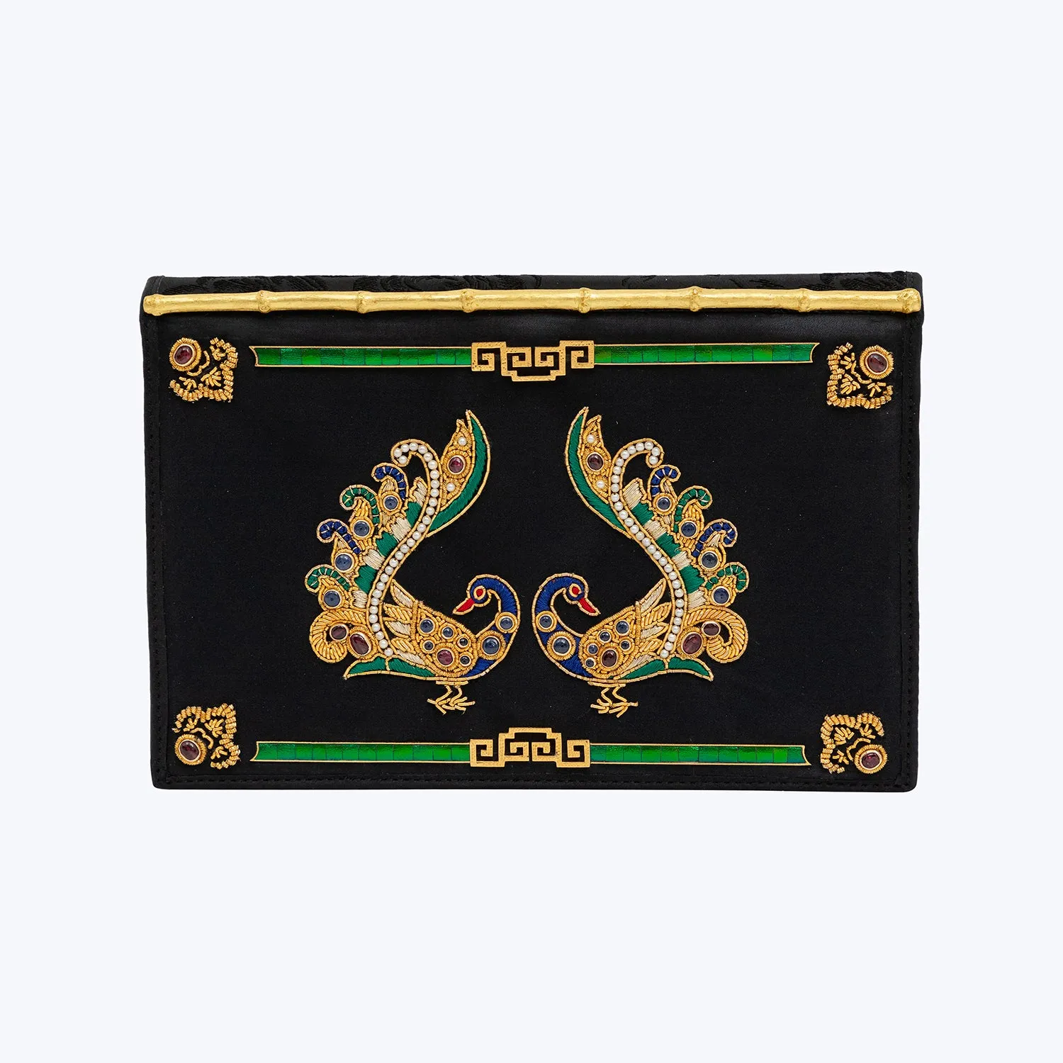 City Commuter Dancing Peacock Lovebirds Jewelled Clutch