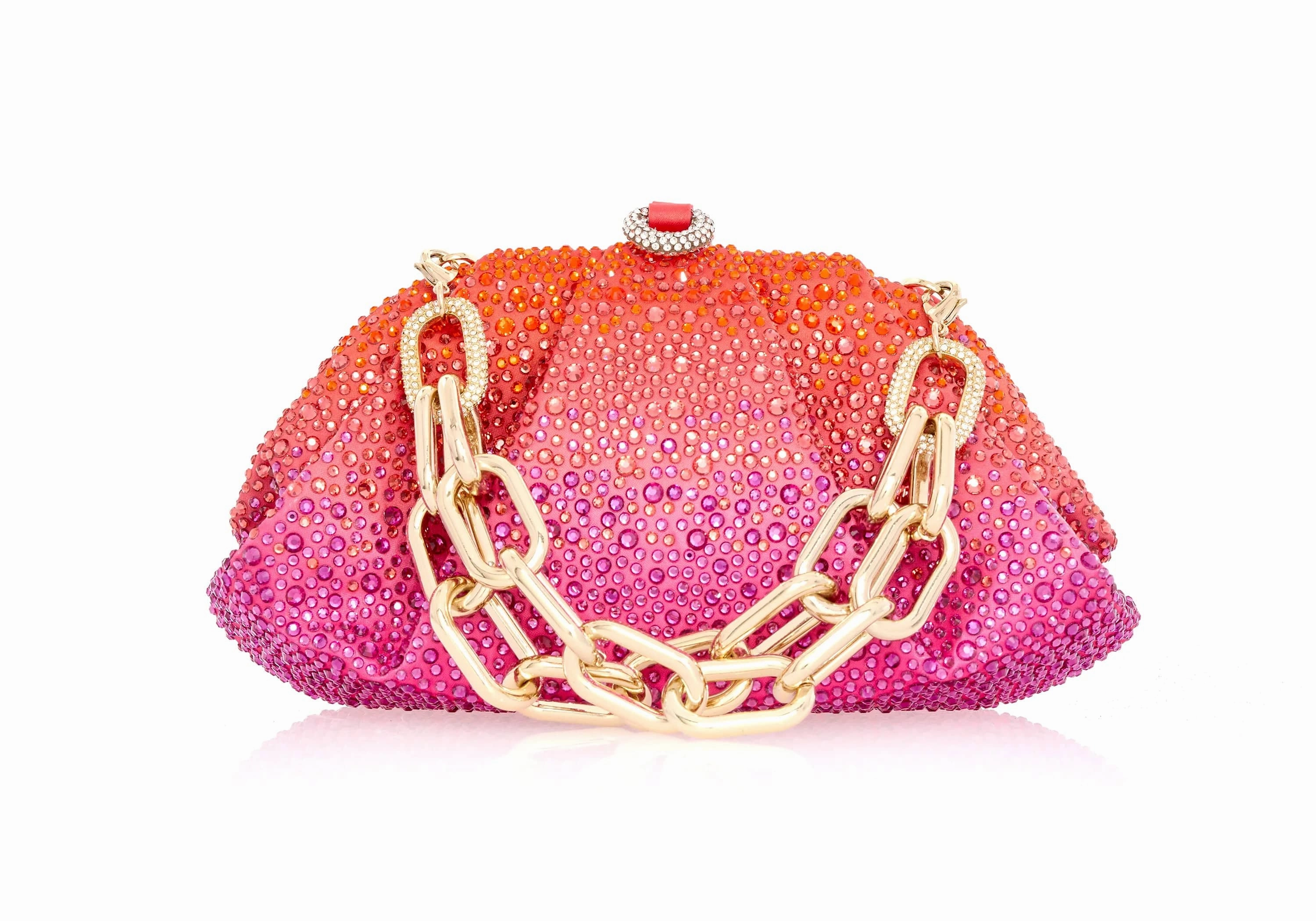 Vintage Style Bag Shiny Purse Gemma Crystal Caviar Gradient Flame