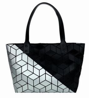 Trendy Spirit Crafted Design Patrizia Luca Diagonal Two Tone Slanted Square Tote Style 0H01M2D
