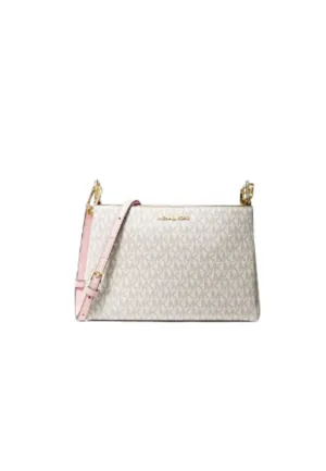Michael Kors Medium Signature Trisha 35H1G9TC8B Crossbody Bag In Powder Blush Multi Must-have Compact Shape