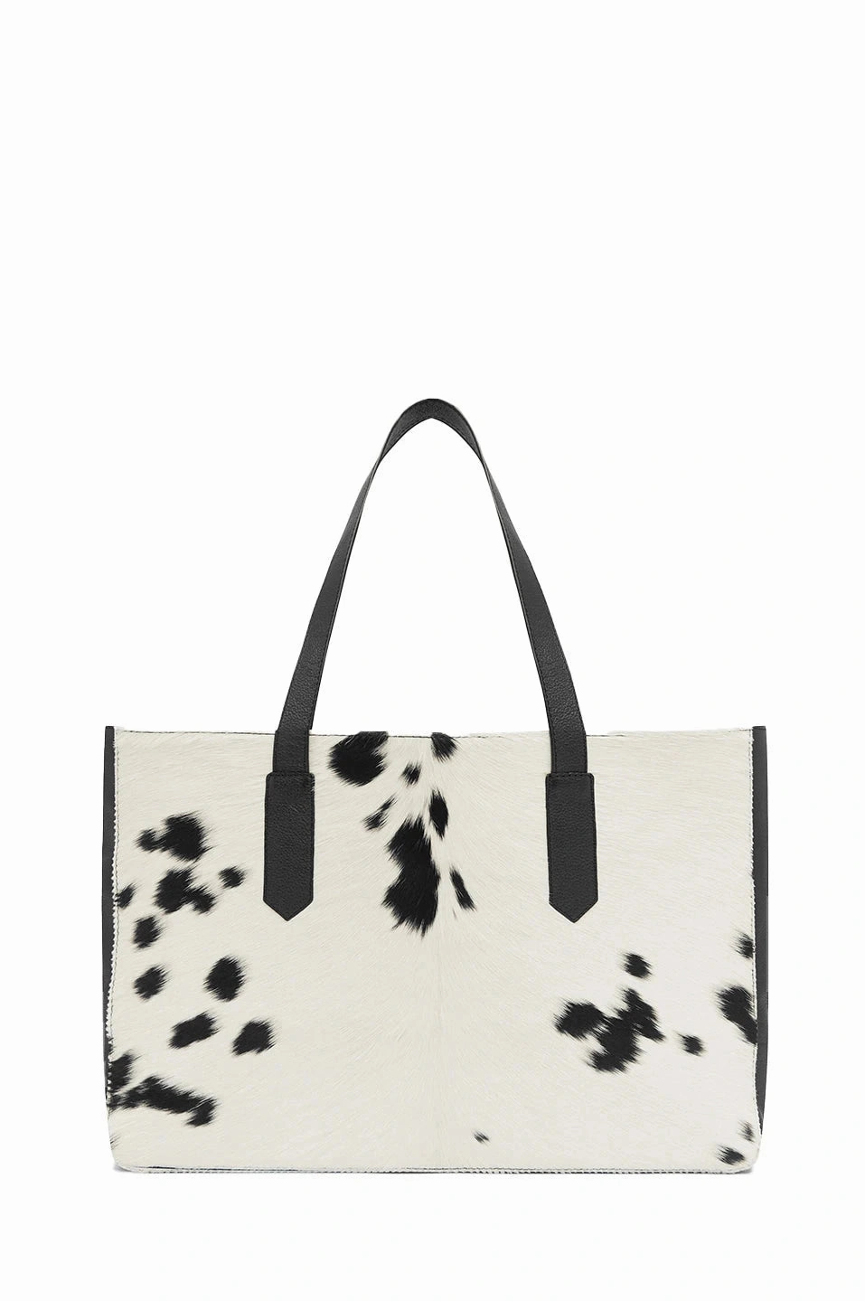 Outdoor journey Portable Companion Madagascar Leather Tote Bag Black & White Cowhide