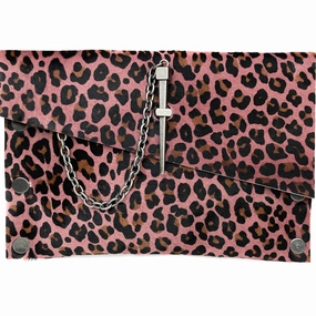 Glamorous Appeal Timeless Mood Pink Leopard Print Calf-hair Dagger Clutch