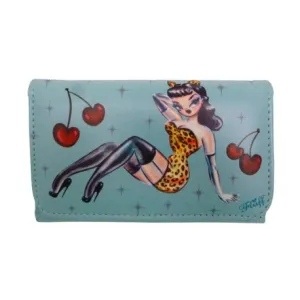 Elegant Wardrobe Practical city carry Leopard Pinup Girl Wallet in Mint by Fluff