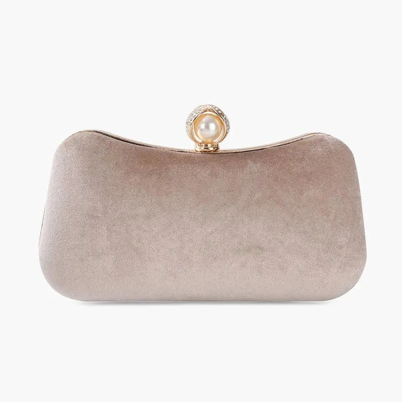 Casual Elegance Sylmara | Velvet & Pearl Embellished Evening Clutch ?C Timeless Elegance