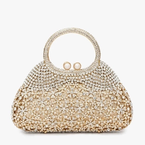 Statement Look Versatile Choice Aurora | Gold Crystal Embellished Evening Bag ?C Opulent & Dazzling
