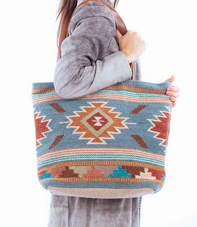 Functional multi-pocket wallet Western Shoulder Tote: Southwestern Design
